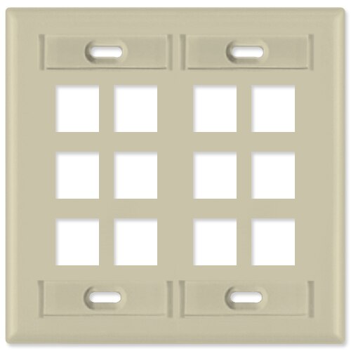 Leviton QuickPort Wallplate, 2-Gang, 12-Port (with ID Window)