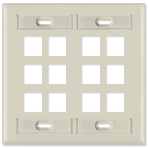 Leviton QuickPort Wallplate, 2-Gang, 12-Port (with ID Window)