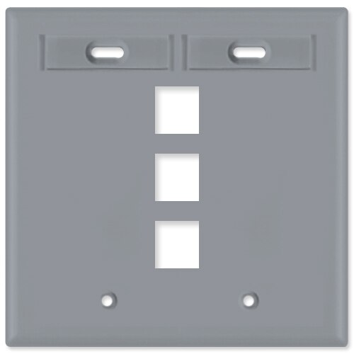 Leviton QuickPort Wallplate, 2-Gang, 3-Port (with ID Window)