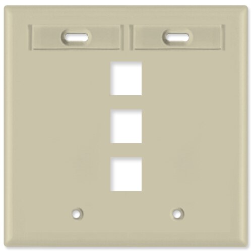 Leviton QuickPort Wallplate, 2-Gang, 3-Port (with ID Window)