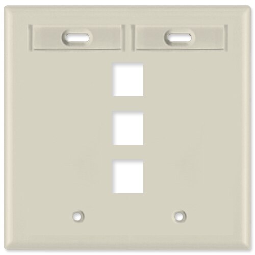 Leviton QuickPort Wallplate, 2-Gang, 3-Port (with ID Window)