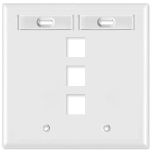 Leviton QuickPort Wallplate, 2-Gang, 3-Port (with ID Window)