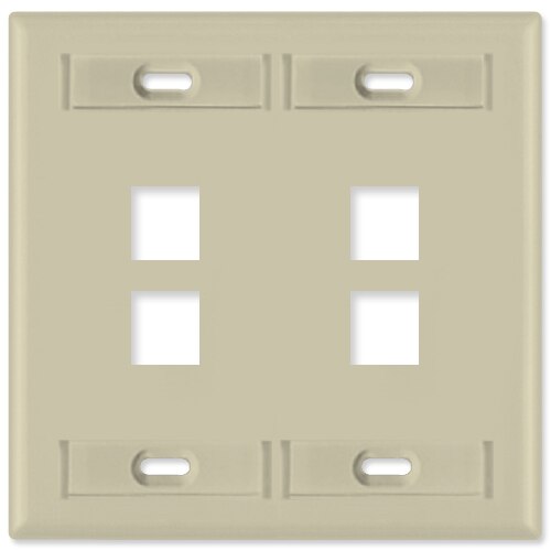 Leviton QuickPort Wallplate, 2-Gang, 4-Port (with ID Window)
