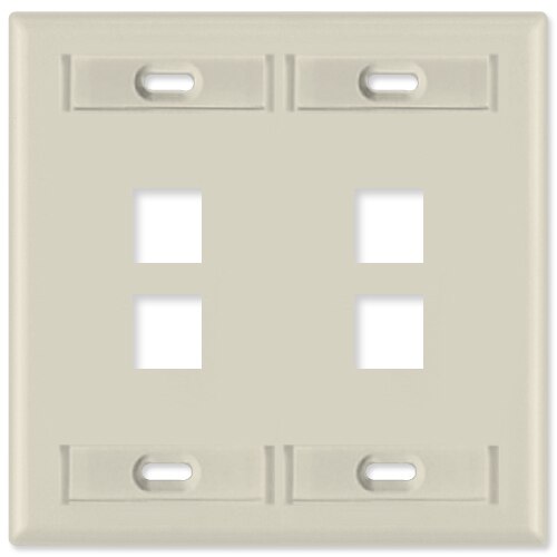 Leviton QuickPort Wallplate, 2-Gang, 4-Port (with ID Window)
