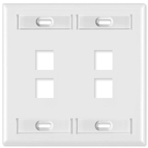 Leviton QuickPort Wallplate, 2-Gang, 4-Port (with ID Window)