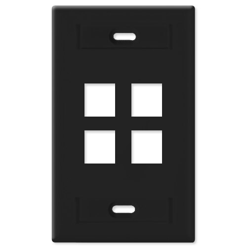 Leviton QuickPort Wallplate, 1-Gang, 4-Port (with ID Window)