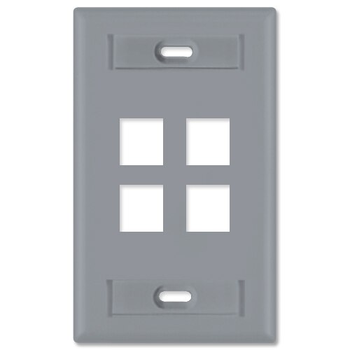 Leviton QuickPort Wallplate, 1-Gang, 4-Port (with ID Window)
