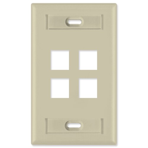 Leviton QuickPort Wallplate, 1-Gang, 4-Port (with ID Window)