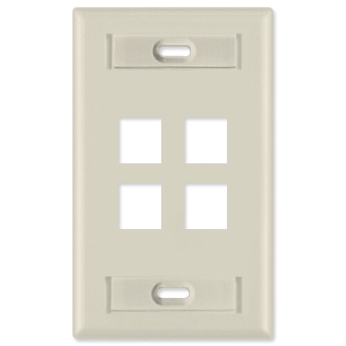 Leviton QuickPort Wallplate, 1-Gang, 4-Port (with ID Window)