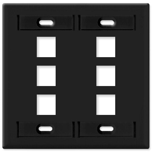 Leviton QuickPort Wallplate, 2-Gang, 6-Port (with ID Window)