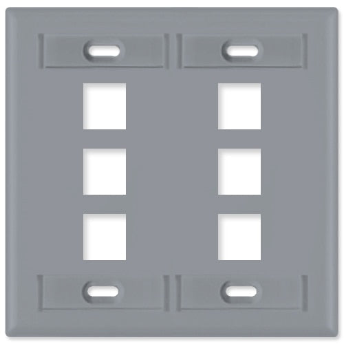 Leviton QuickPort Wallplate, 2-Gang, 6-Port (with ID Window)