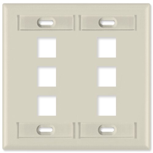 Leviton QuickPort Wallplate, 2-Gang, 6-Port (with ID Window)