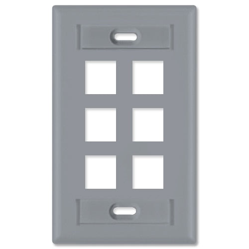 Leviton QuickPort Wallplate, 1-Gang, 6-Port (with ID Window)