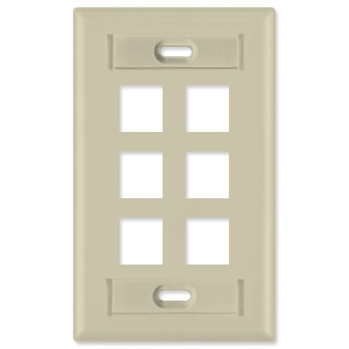 Leviton QuickPort Wallplate, 1-Gang, 6-Port (with ID Window)
