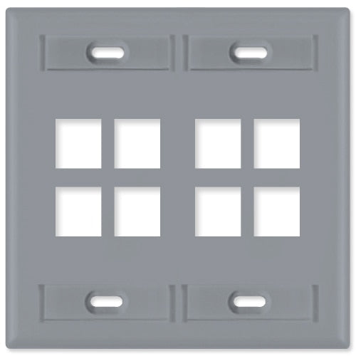 Leviton QuickPort Wallplate, 2-Gang, 8-Port (with ID Window)
