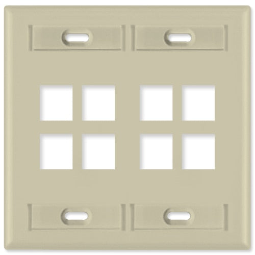 Leviton QuickPort Wallplate, 2-Gang, 8-Port (with ID Window)