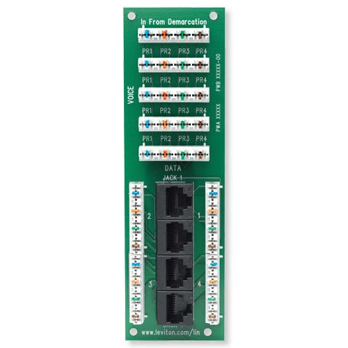Leviton 1x4 Combo Phone & Data Board