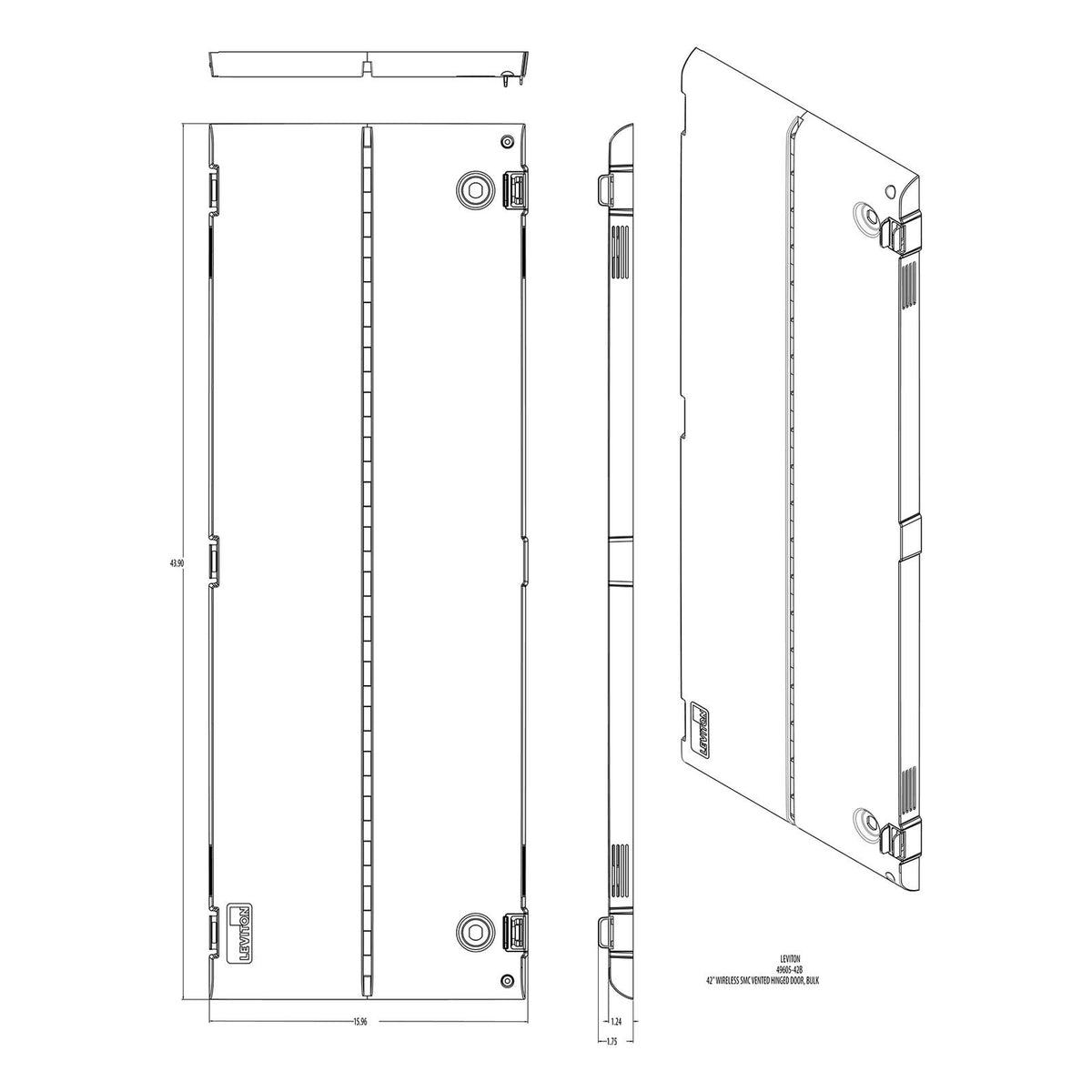 Leviton Vented Hinged Door, 6 Pack, Plastic,  White
