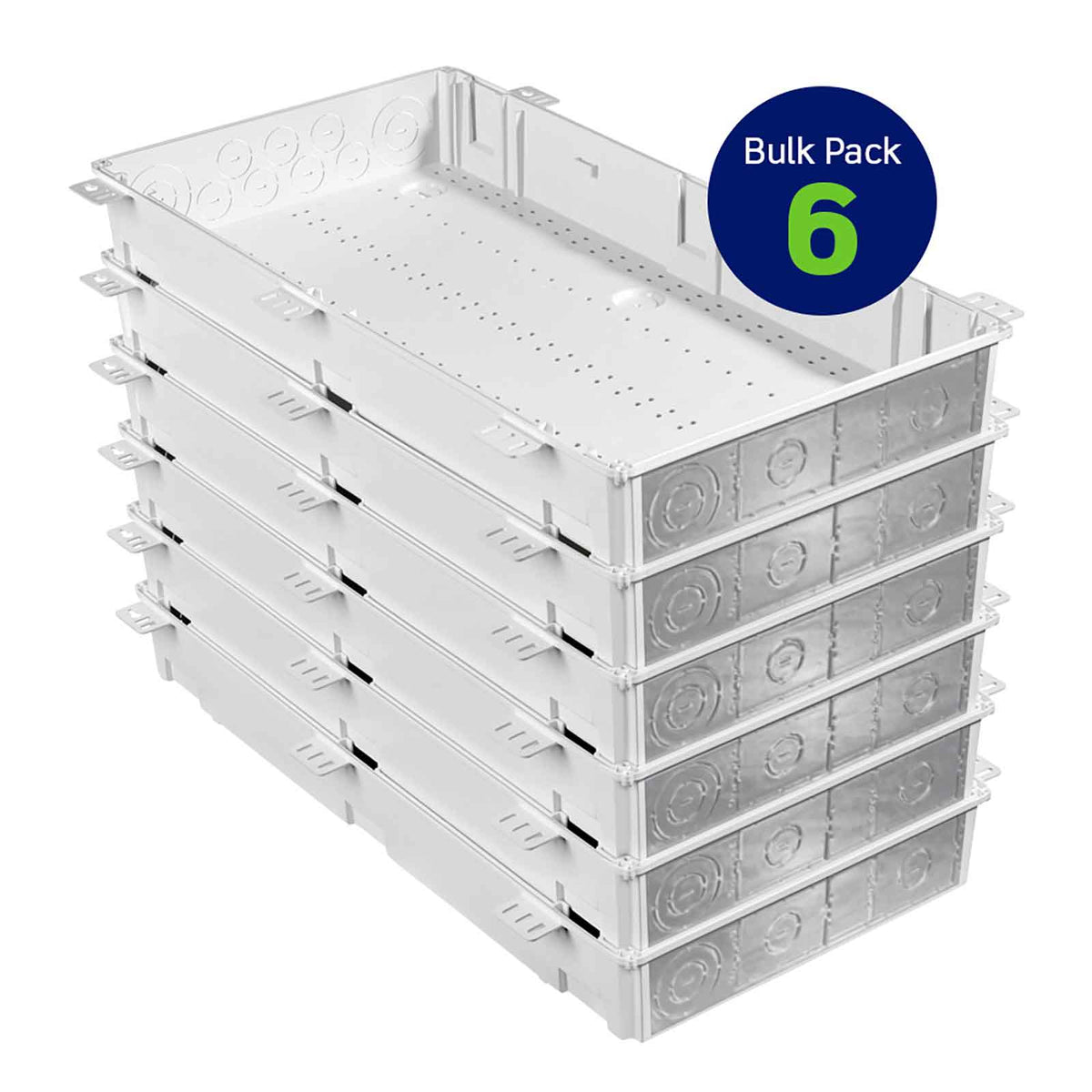 Leviton Wireless Structured Media Enclosure, No Cover, 6 Pack, Plastic, White