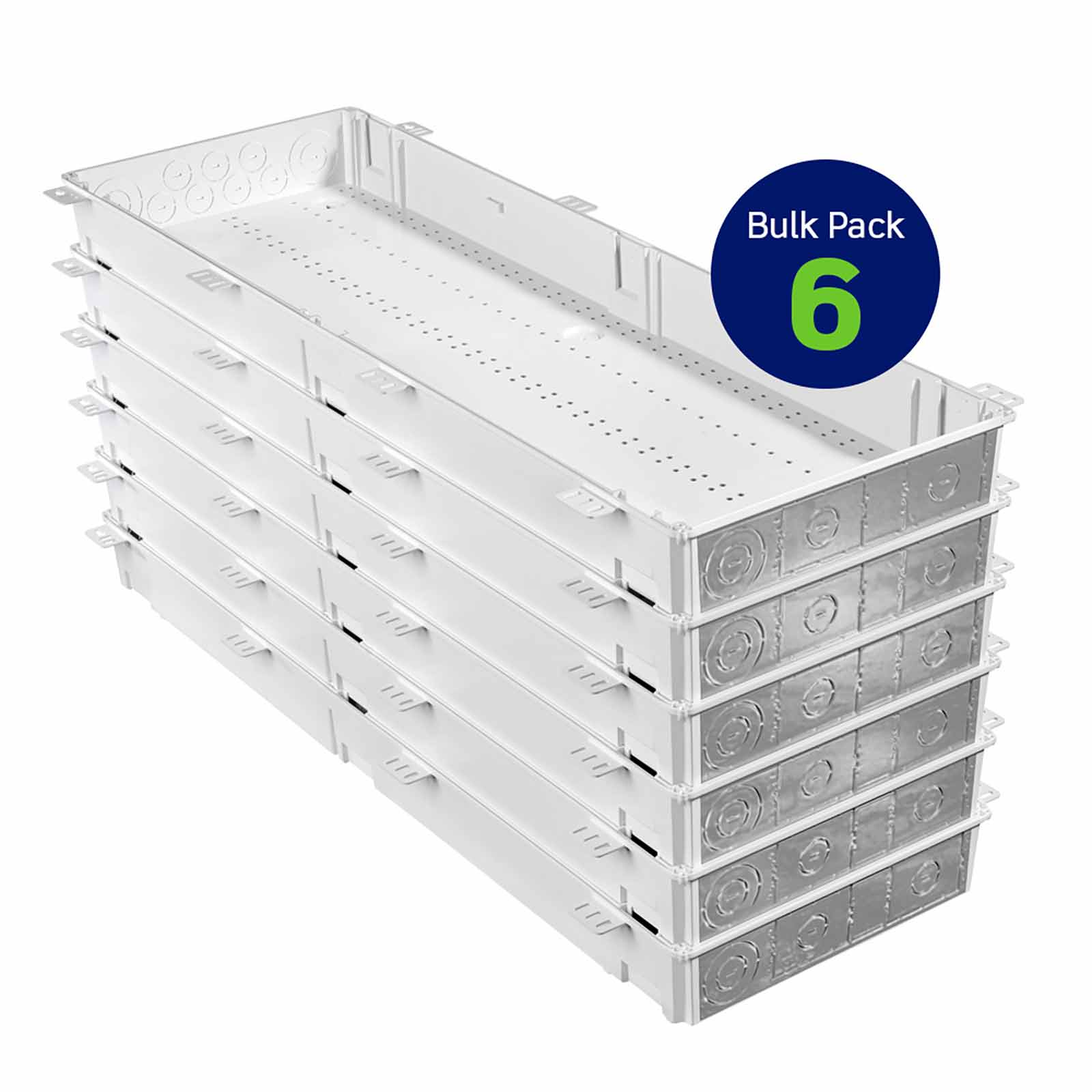 Leviton Wireless Structured Media Enclosure, No Cover, 6 Pack, Plastic, White