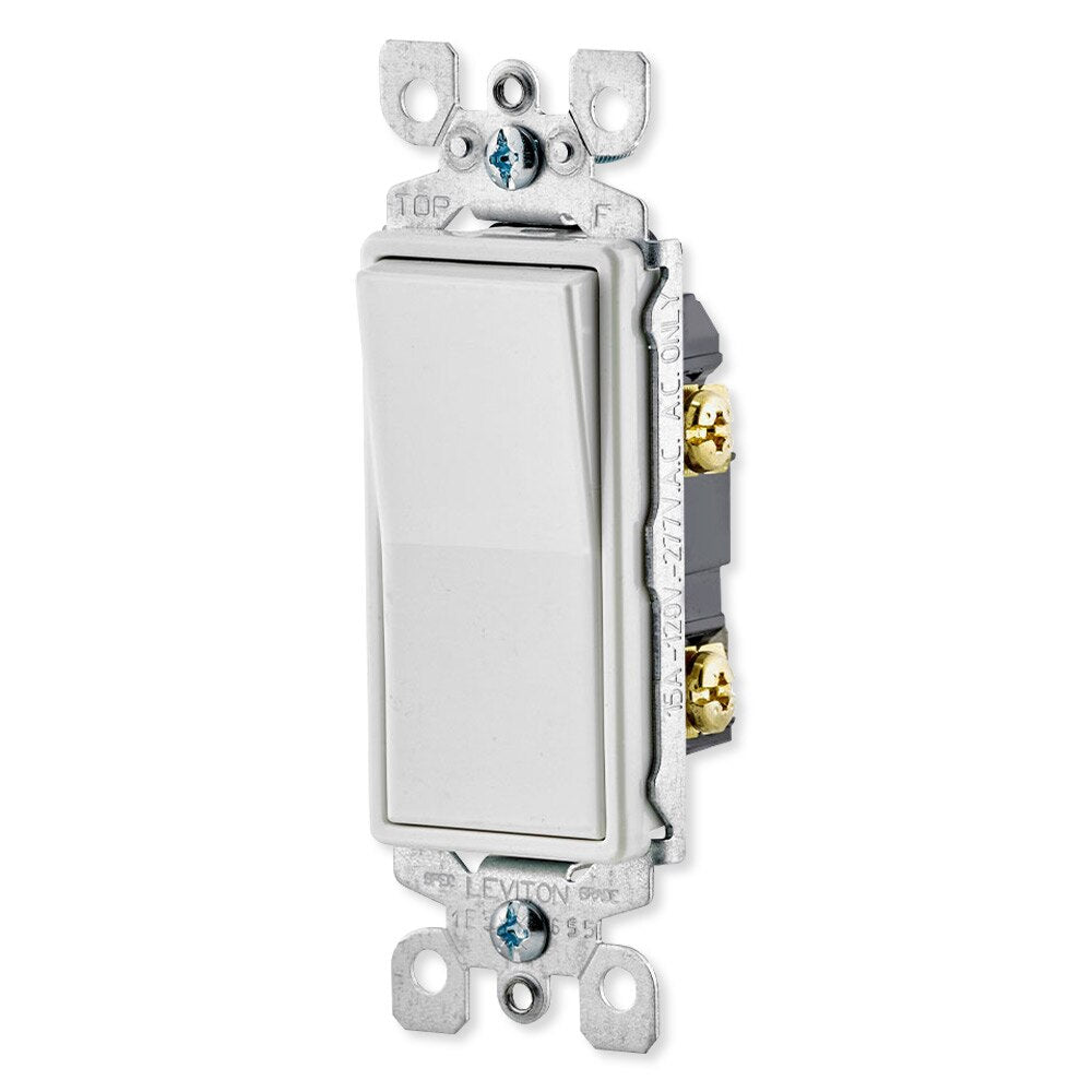 Leviton Decora Rocker Single-Pole AC Quiet Switch, 15A, 120/277V