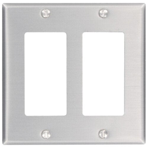 Leviton Decora Wallplate, 2-Gang, Aluminum