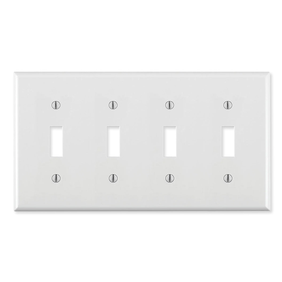Leviton 4-Gang Toggle Device Switch Wallplate, Standard Size, White