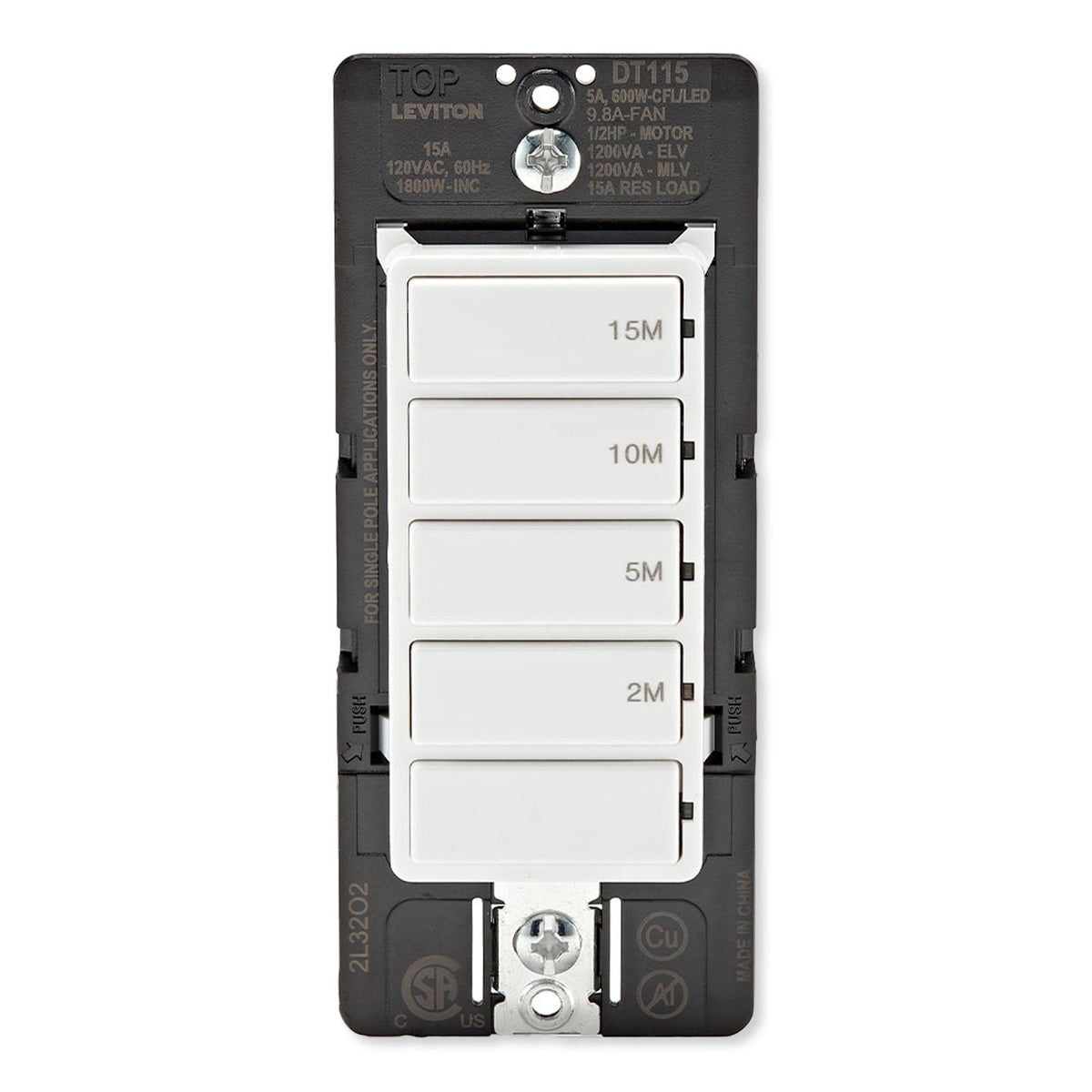 Leviton Decora Countdown Timer Wall Switch, 15 Min (2, 5, 10, 15 Min)