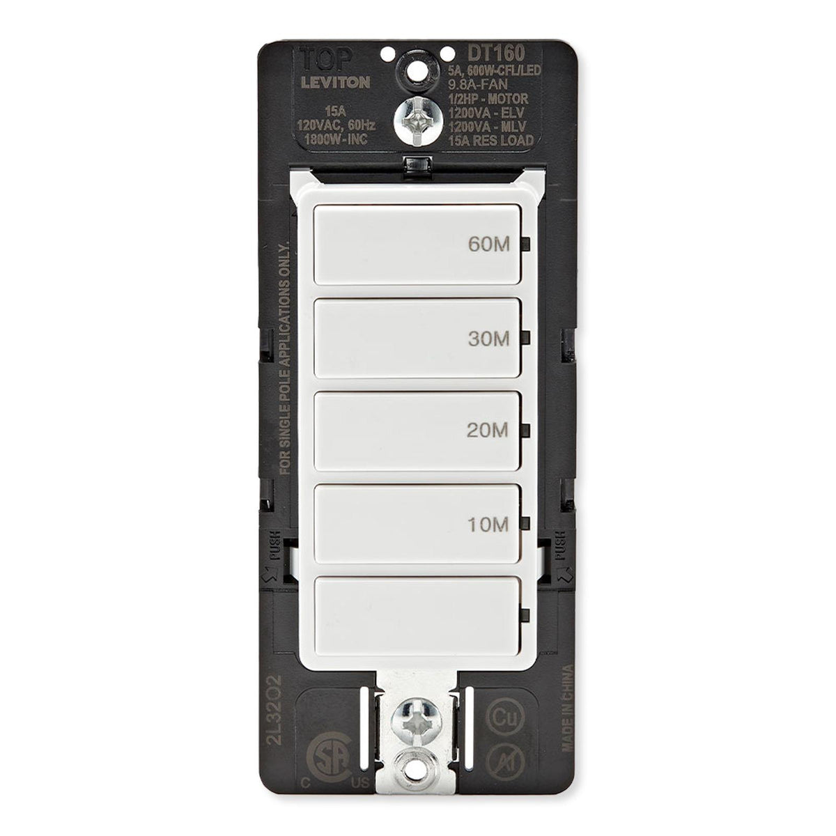 Leviton Decora In-Wall Countdown Timer Switch (10, 20, 30, 60 Min)