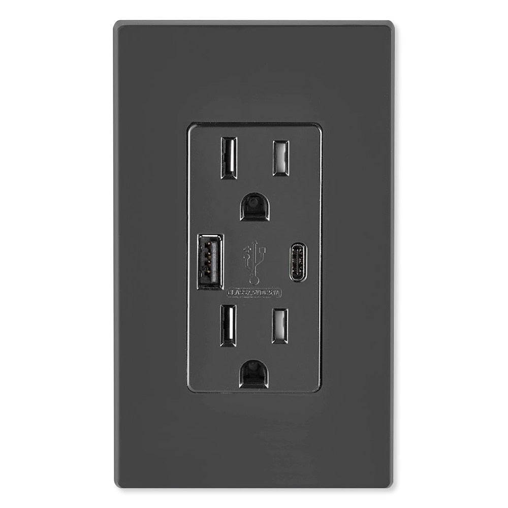 Leviton Decora USB Type-A/Type-C Wall Outlet Charger, 15A