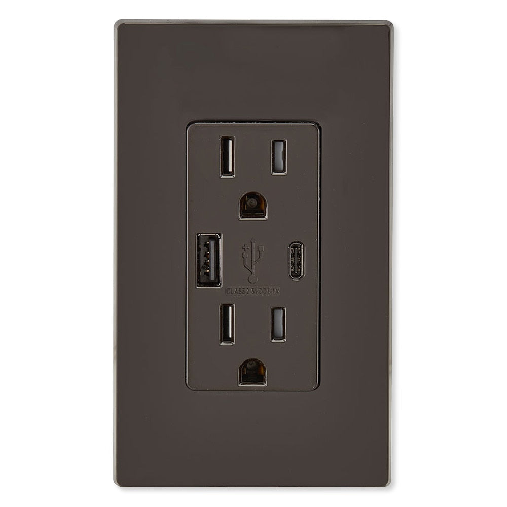 Leviton Decora USB Type-A/Type-C Wall Outlet Charger, 15A