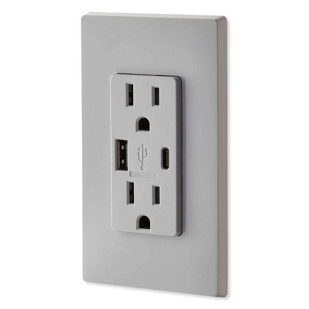 Leviton Decora USB Type-A/Type-C Wall Outlet Charger, 15A