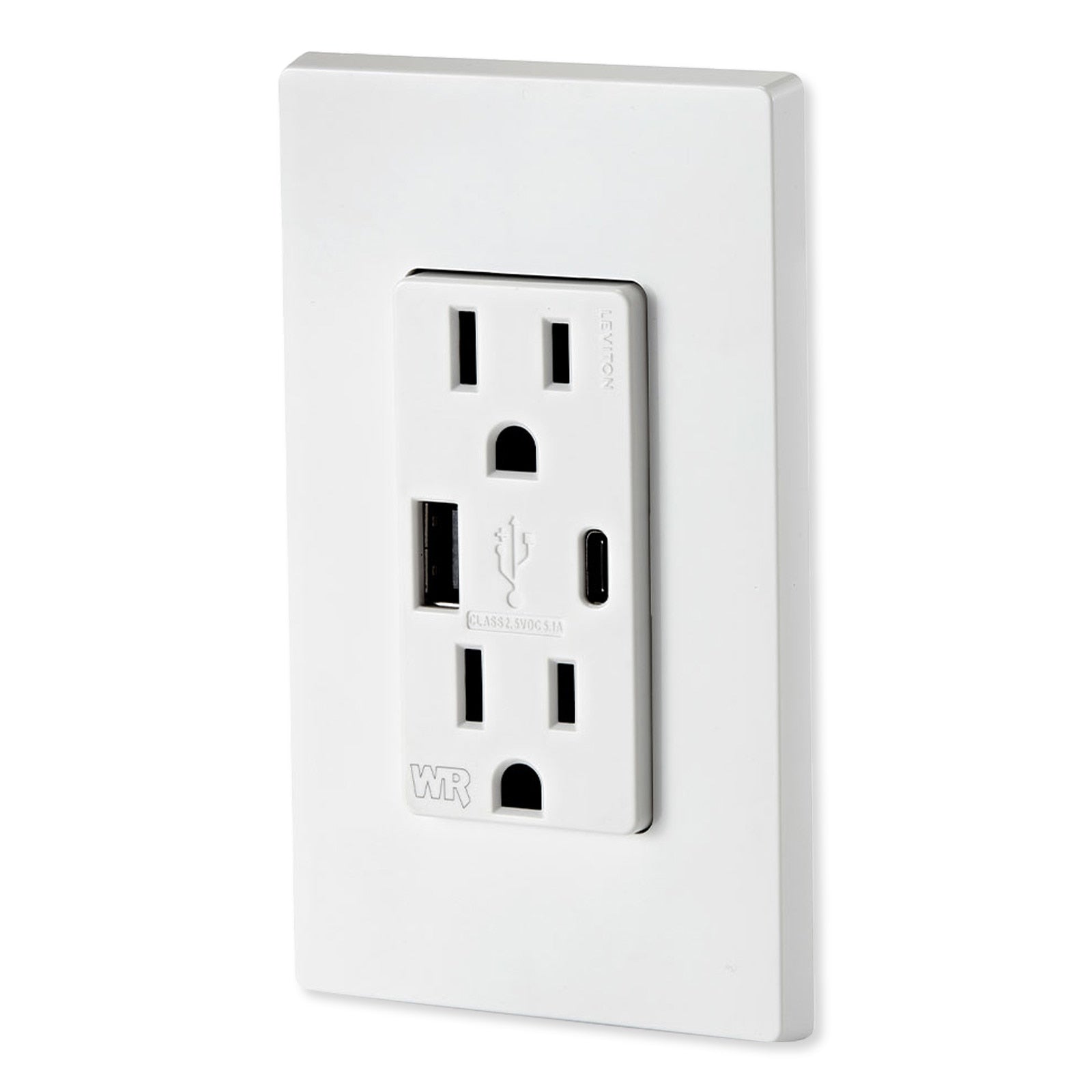 Leviton Weather-Resistant Receptacle with USB Type A/Type-C, 15A