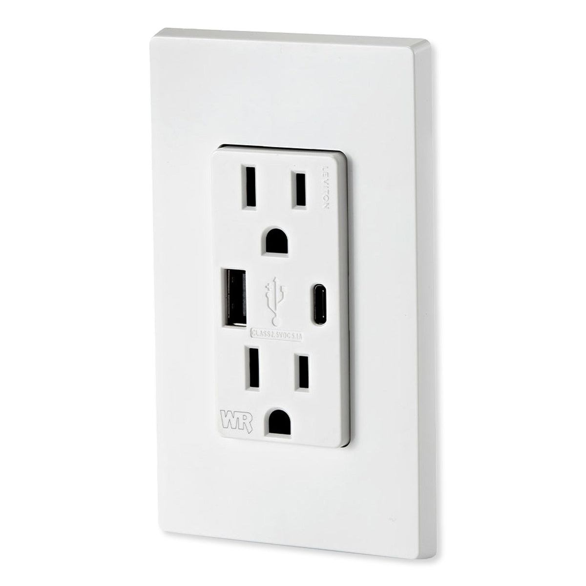 Leviton Weather-Resistant Receptacle with USB Type A/Type-C, 15A