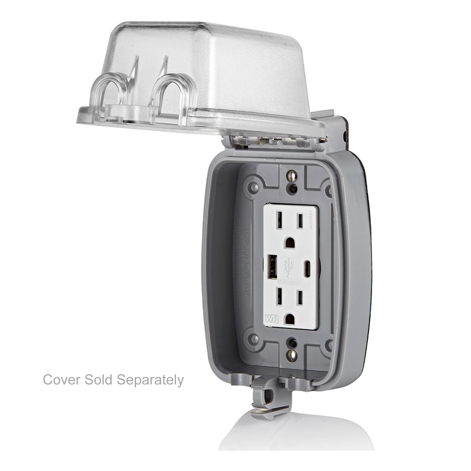 Leviton 15A Weather-Resistant USB Receptacles with Type A and Type-C Ports