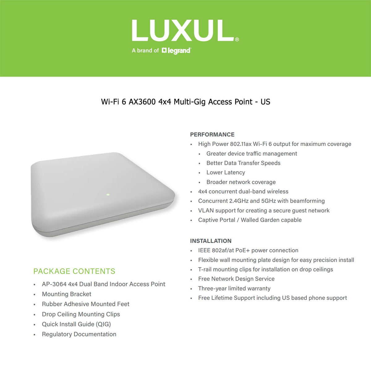 Luxul Wi-Fi 6 4x4 Multi-Gig Access Point