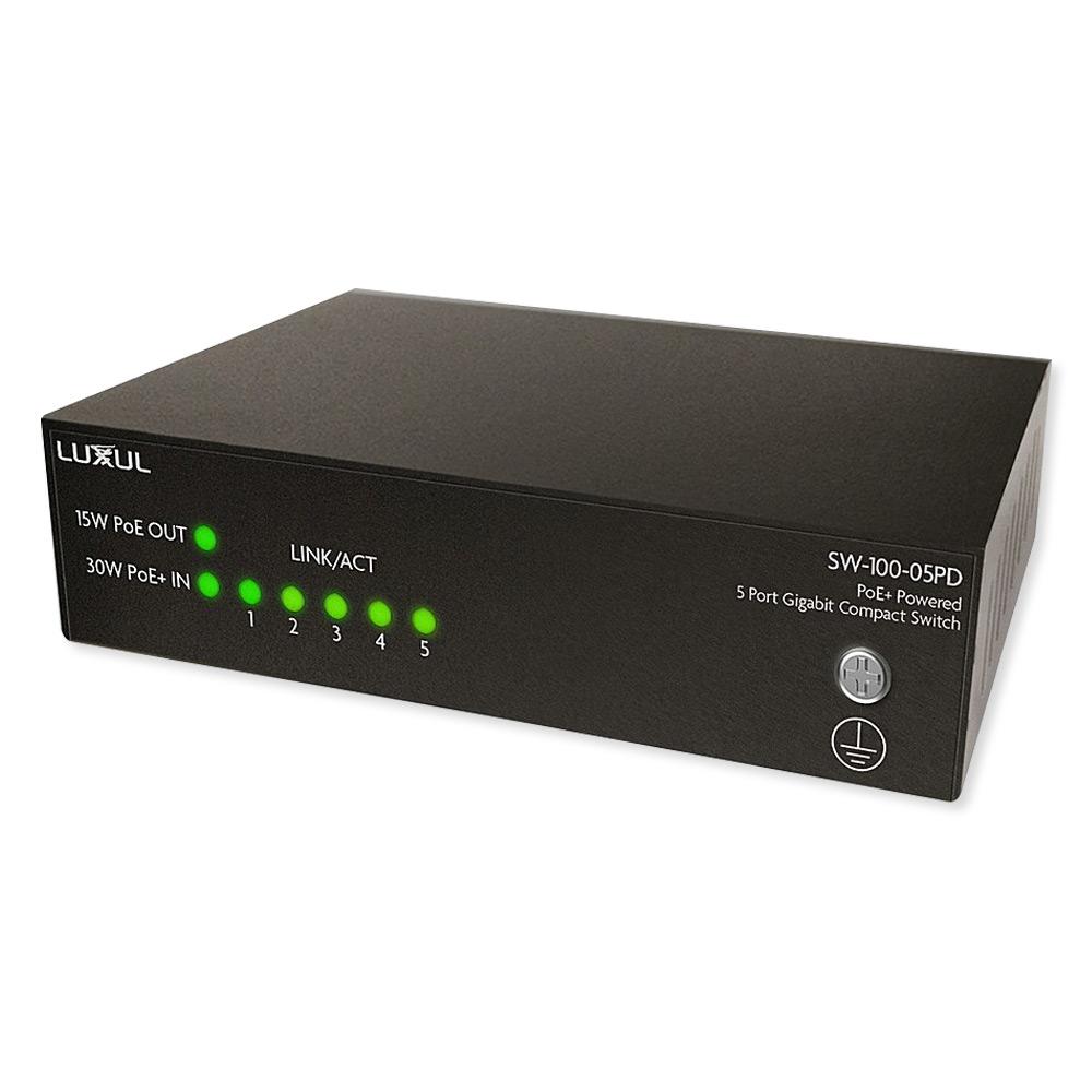 Luxul 5-Port Unmanaged PoE+ Gigabit Compact Switch With POE Passthrough