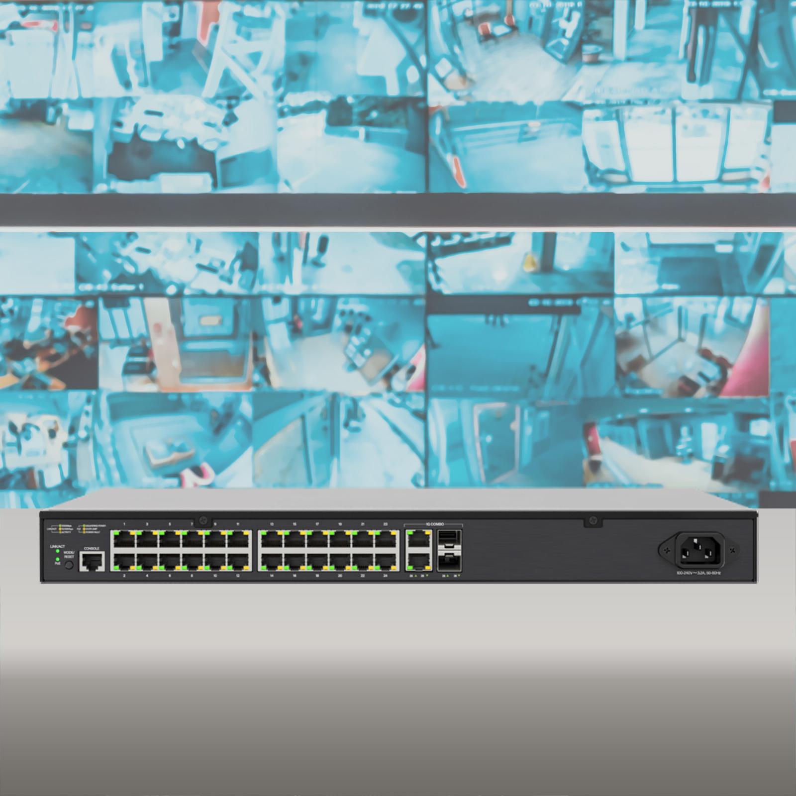 Luxul 28 Port/24 PoE+ Gigabit Managed Switch, Front Facing