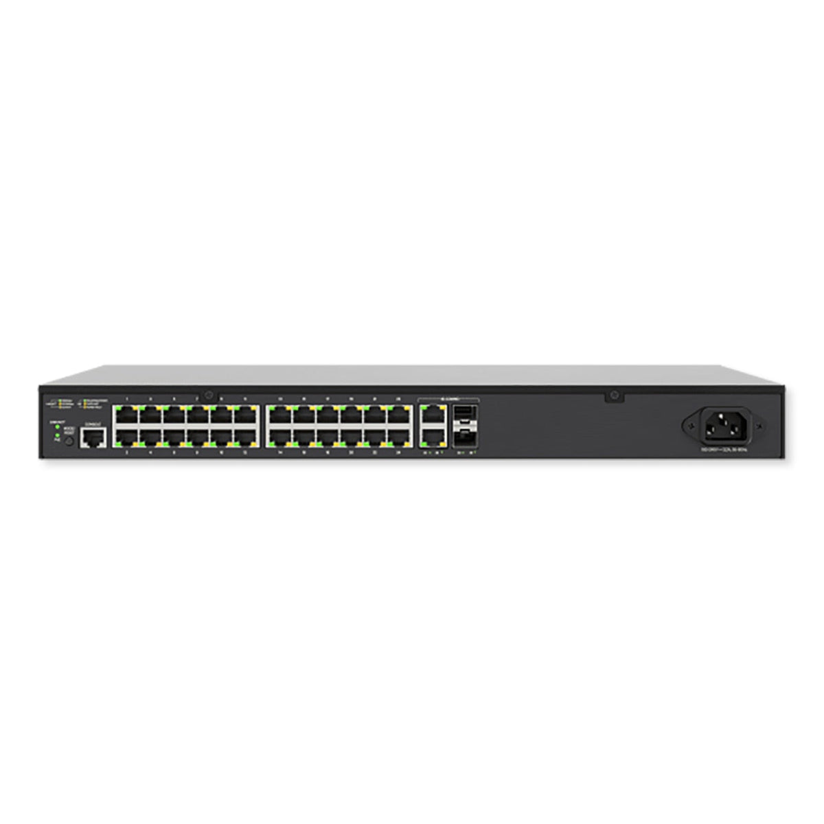Luxul 26 Port/24 PoE+ Gigabit Managed Switch, Rear Facing