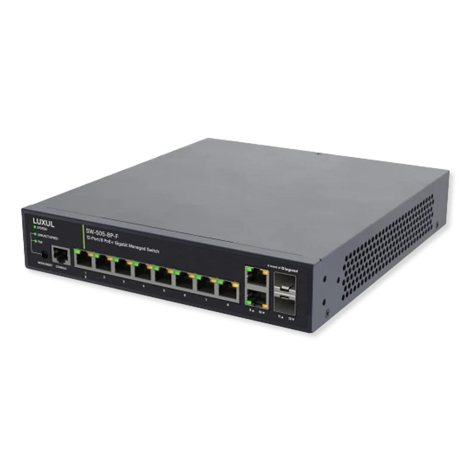 8 PoE+ | 2 RJ45 | 2 SFP Front-Facing Ports - 1Gb L2/L3 Managed Switch, US Power Cord