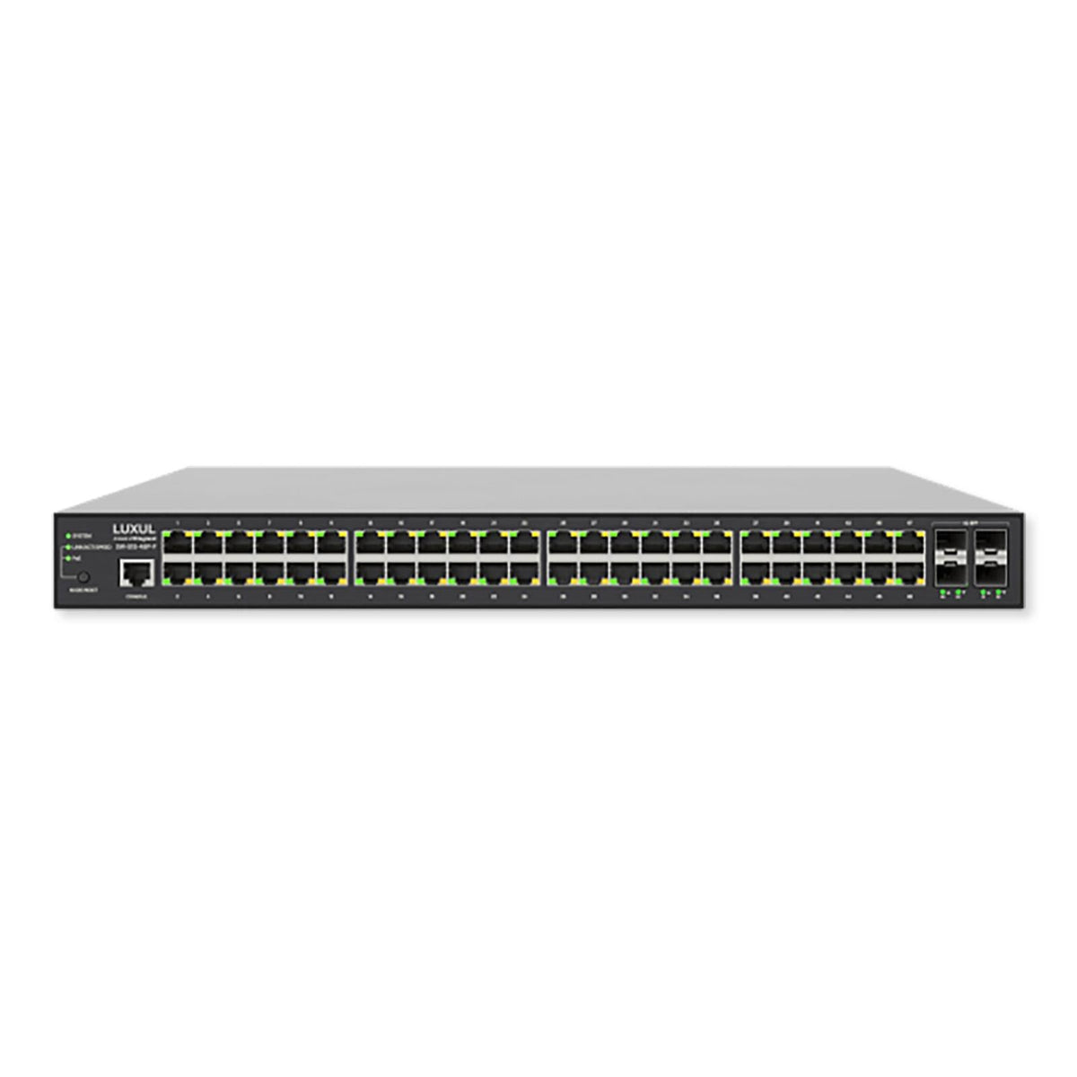Luxul 48 PoE+/4 SFP Gigabit Managed Switch, Front Facing