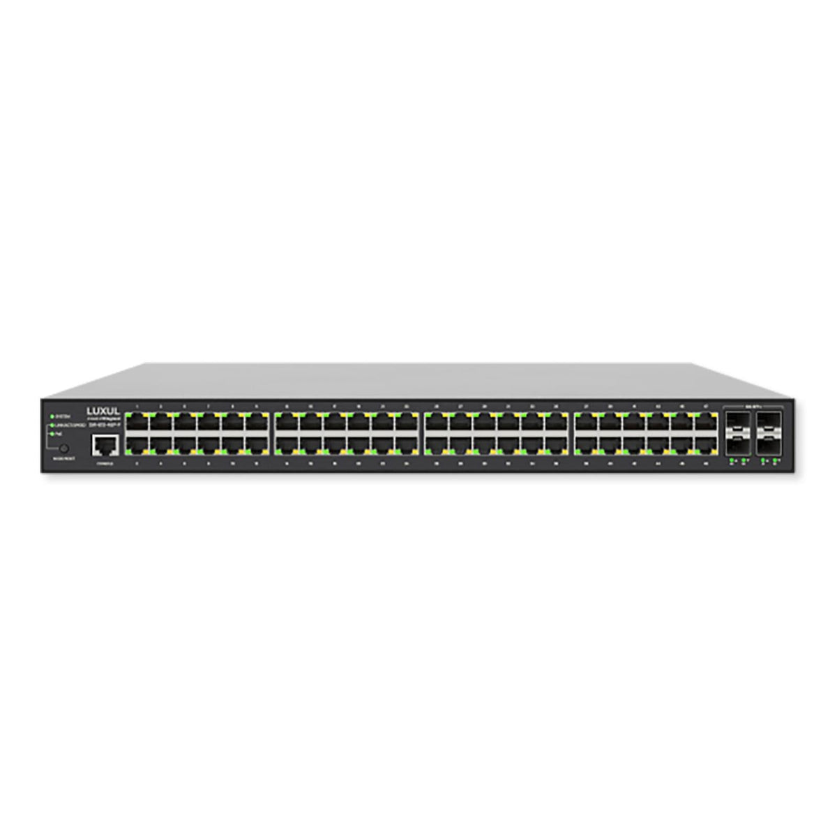 Luxul 48 Port PoE+/SFP+ Gigabit Managed Switch, Front Facing