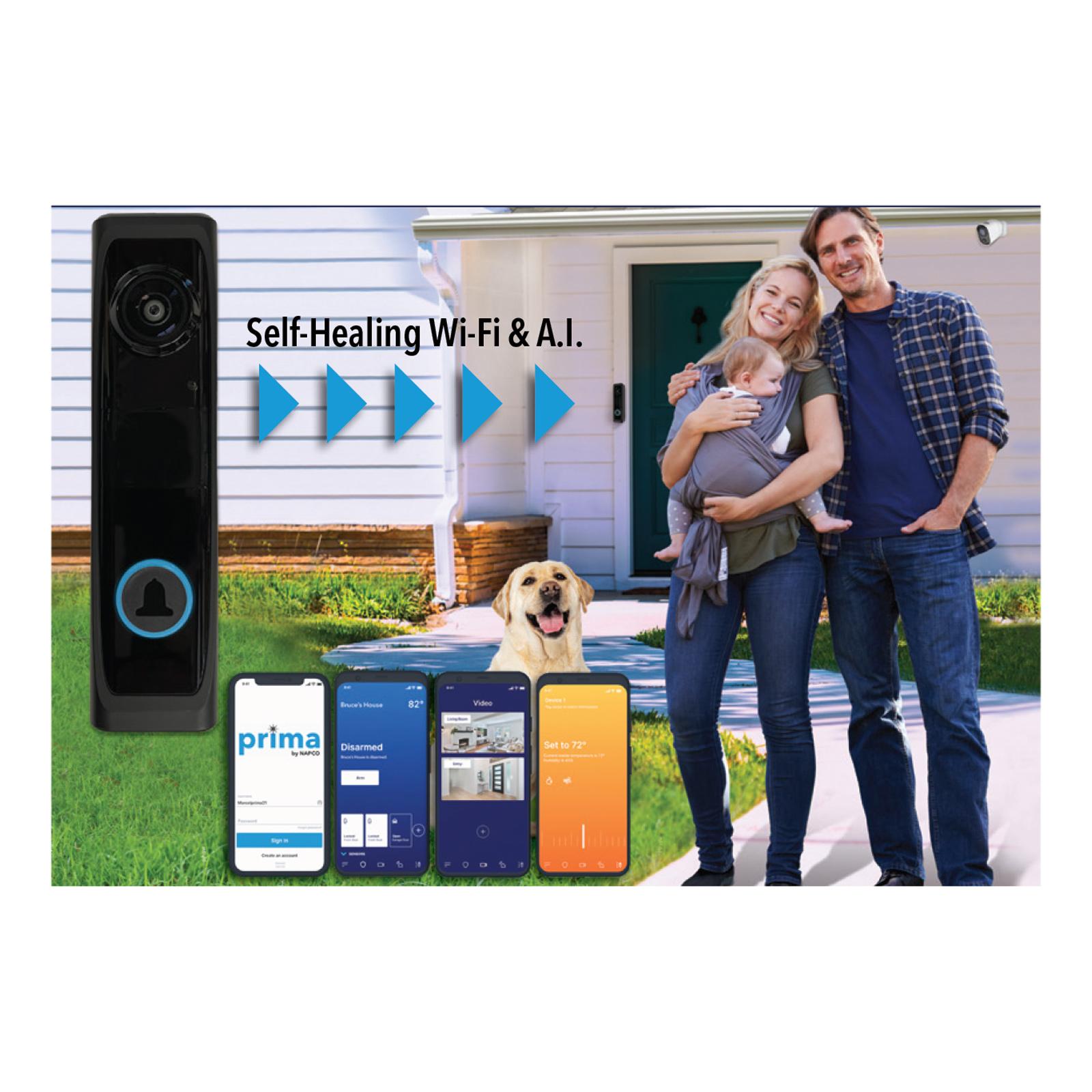 Napco Prima HD Video Doorbell (Wired) with Self-Healing Wi-Fi