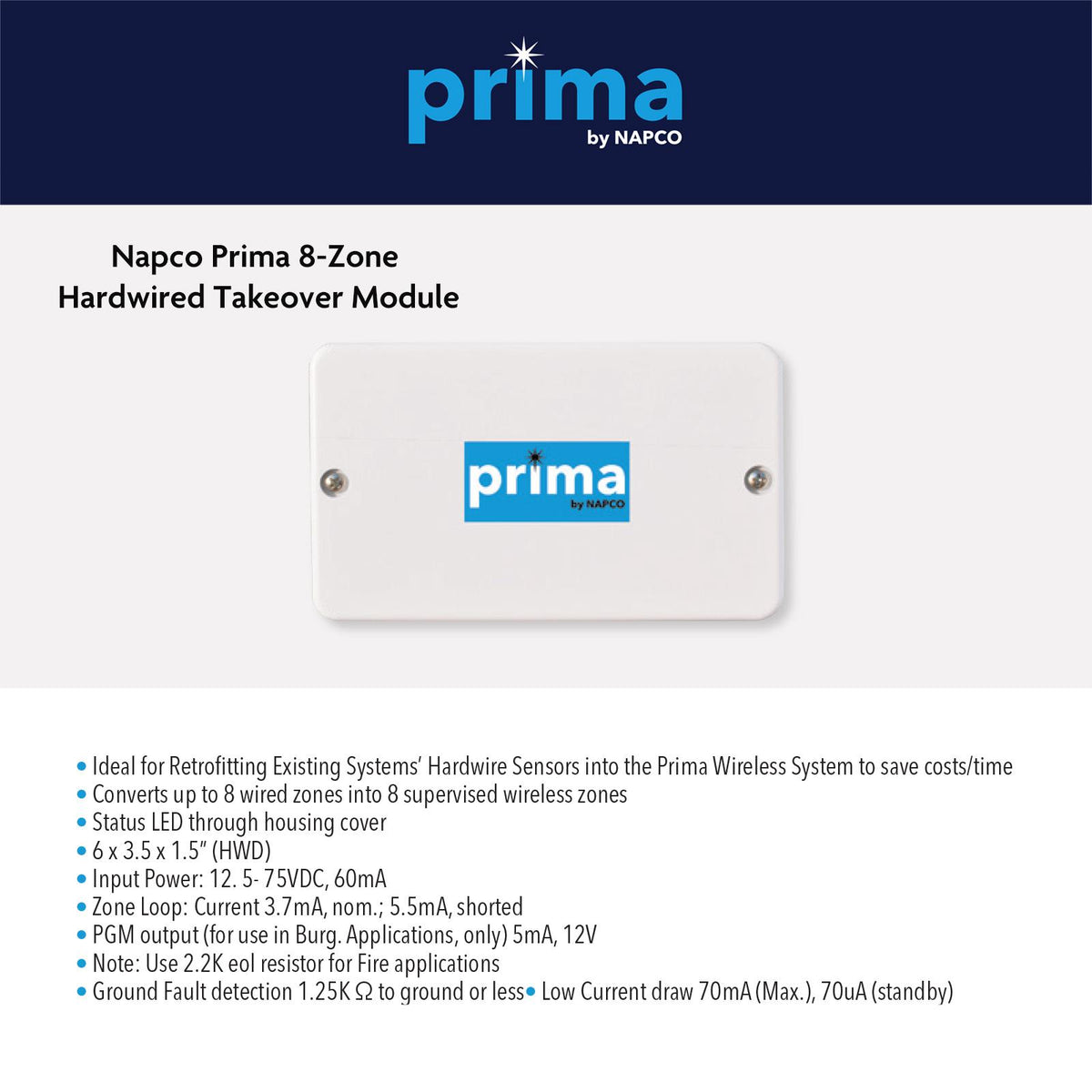Napco Prima Hardwired 8-Zone Takeover Conversion Module