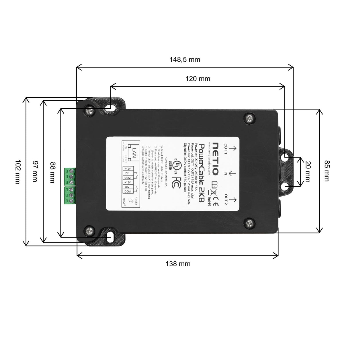 NETIO PowerCable 2KB Smart Flat Power Distribution Unit