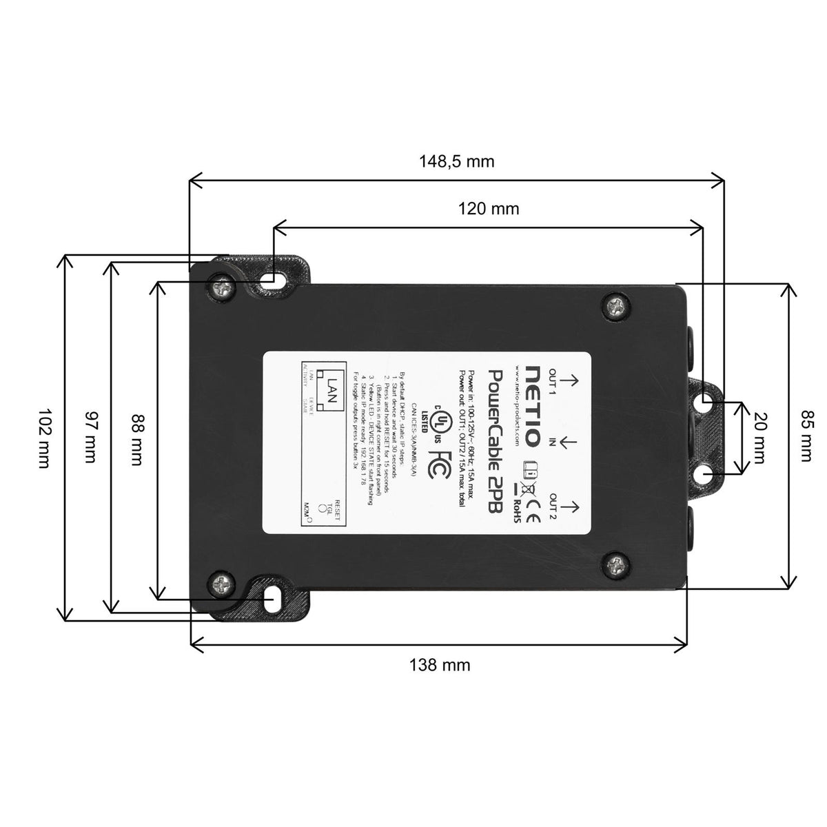 NETIO PowerCable 2PB Smart Flat Power Distribution Unit