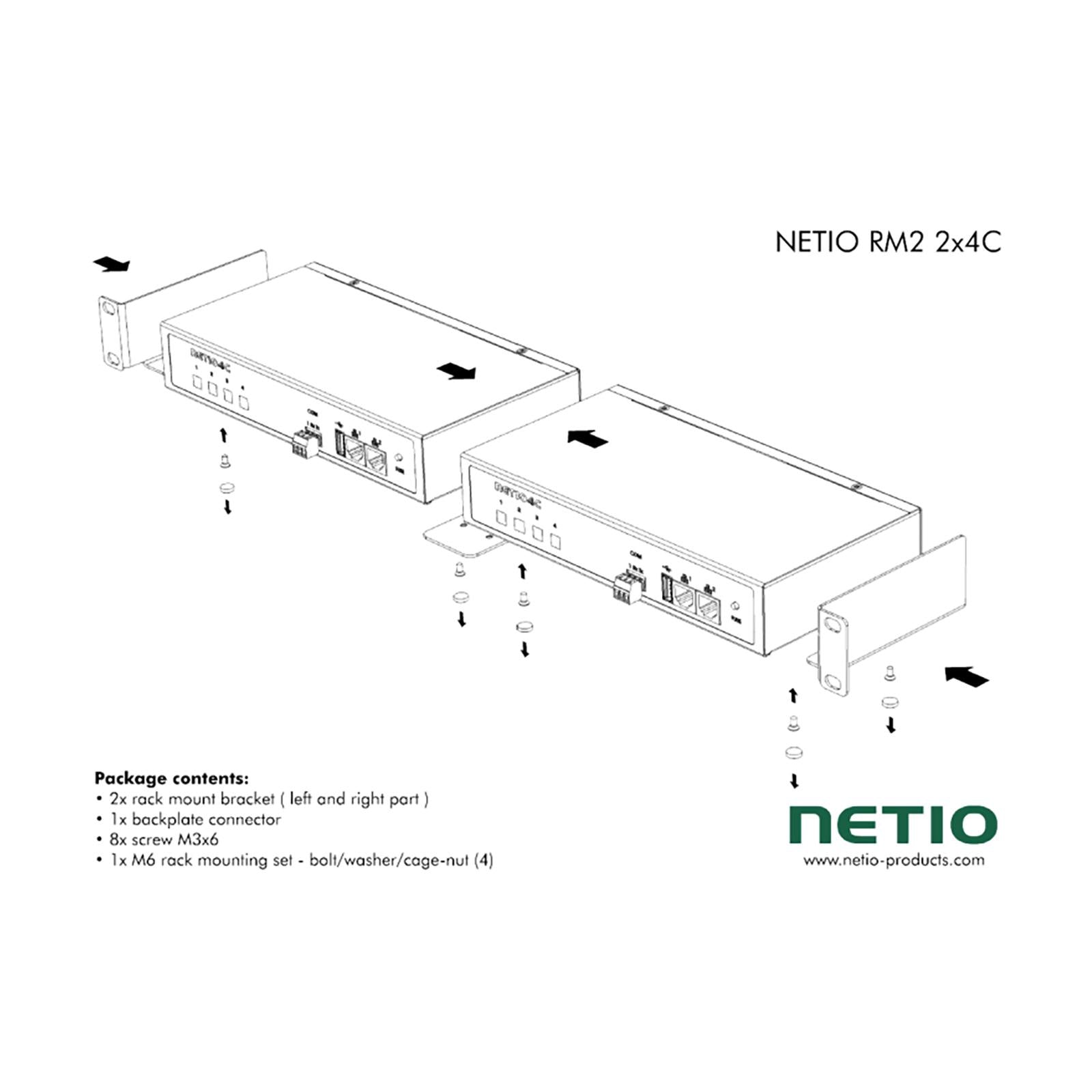 NETIO RM2 2x4C 1U Rack Mount Brackets for 2 Units (PowerPDU 4PV, 4KS, or 4PS)