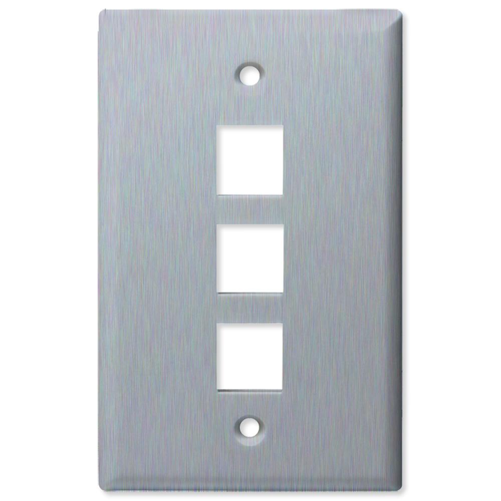 On-Q/Legrand Keystone Wallplate, 1-Gang, 3-Port
