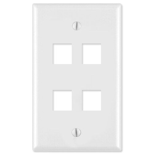 On-Q/Legrand Keystone Wallplate, 1-Gang, 4-Port