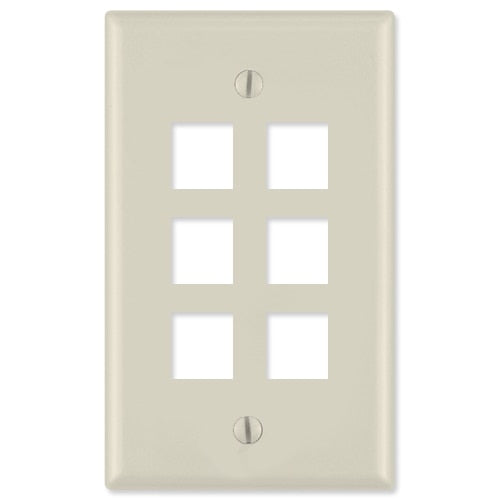 On-Q/Legrand Keystone Wallplate, 1-Gang, 6-Port